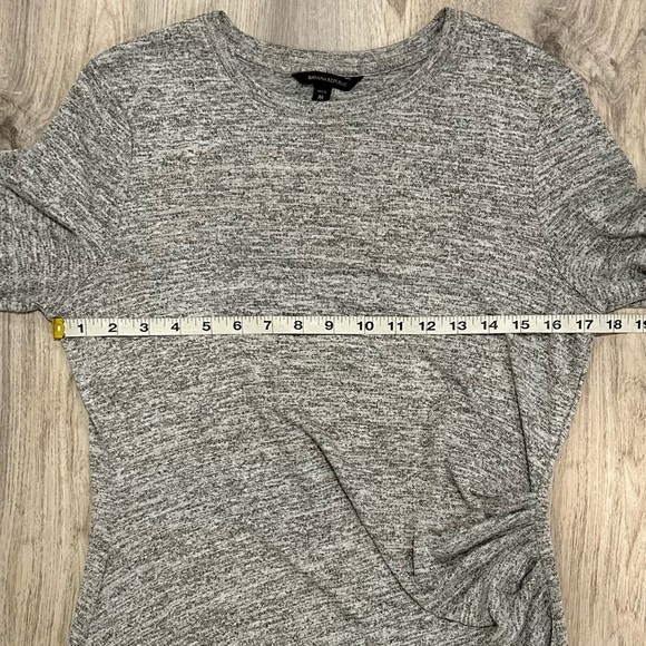 Banana Republic Heather Gray Side Ruched Long Sleeve Sweater Dress Size M Petite - Picture 3 of 5